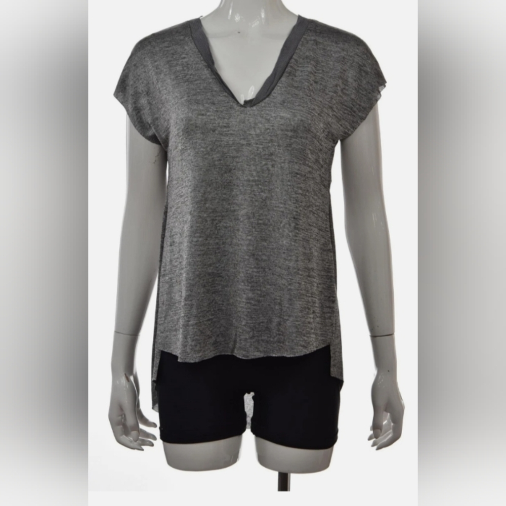 Zara W B Collection Womens Top Size S Gray Knit Short Sleeve Casual Shirt